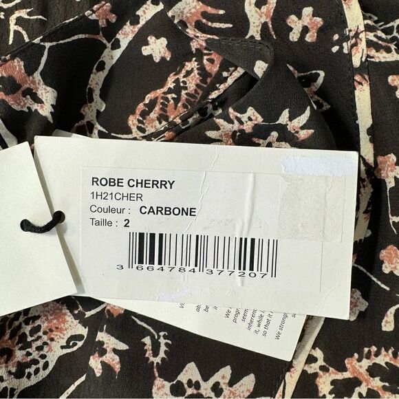 NEW ba&sh Cherry Printed Midi Dress Carbone Size Medium - Picture 10 of 14